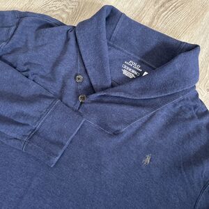 Polo Ralph Lauren Luxury Jersey Shawl Collar Pullover Sweatshirt Mens XL Blue
